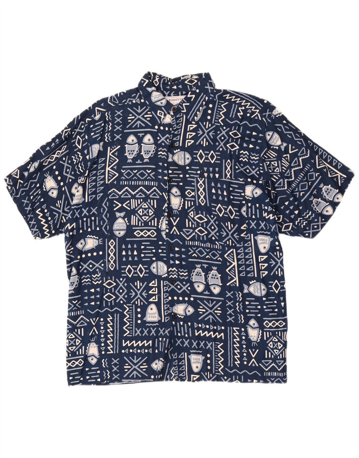 Camicia a maniche corte da uomo Forester Large in rayon blu navy