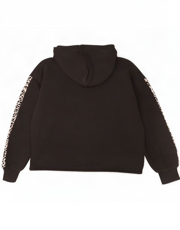 Felpa con cappuccio oversize da donna Puma UK 10 piccola stampa animalier nera
