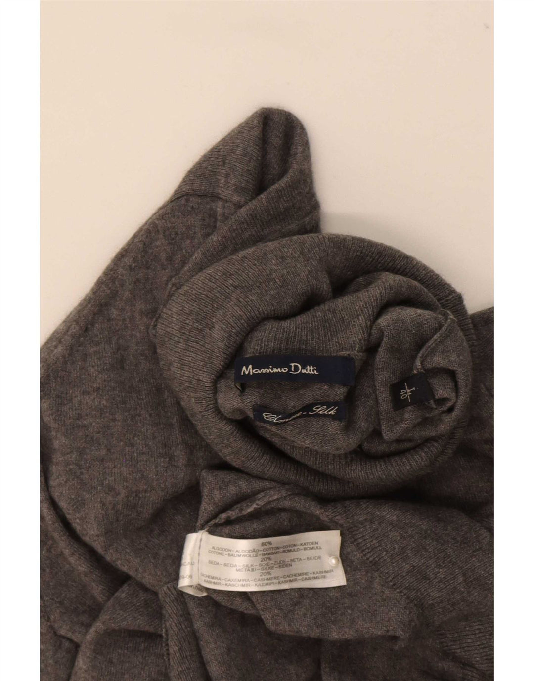 Maglione maglione a collo alto da donna Massimo Dutti UK 16 grande cotone grigio