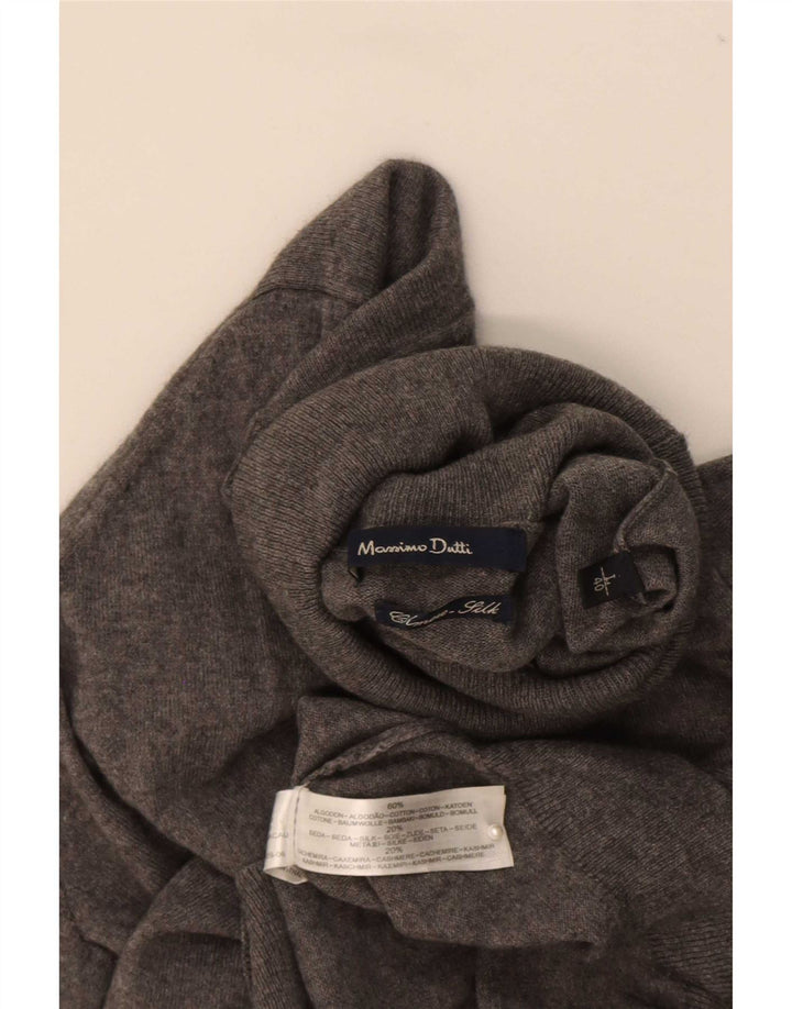 Maglione maglione a collo alto da donna Massimo Dutti UK 16 grande cotone grigio