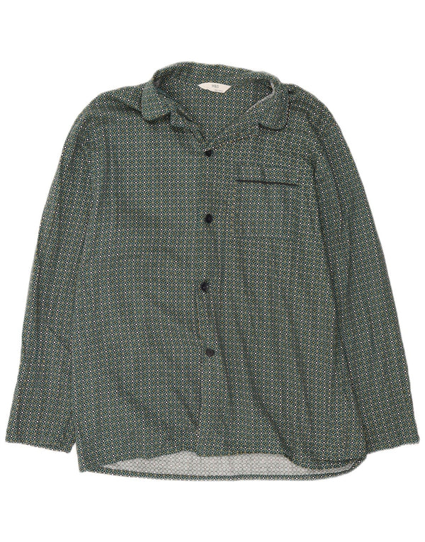 Camicia da uomo Marks & Spencer grande in cotone geometrico verde