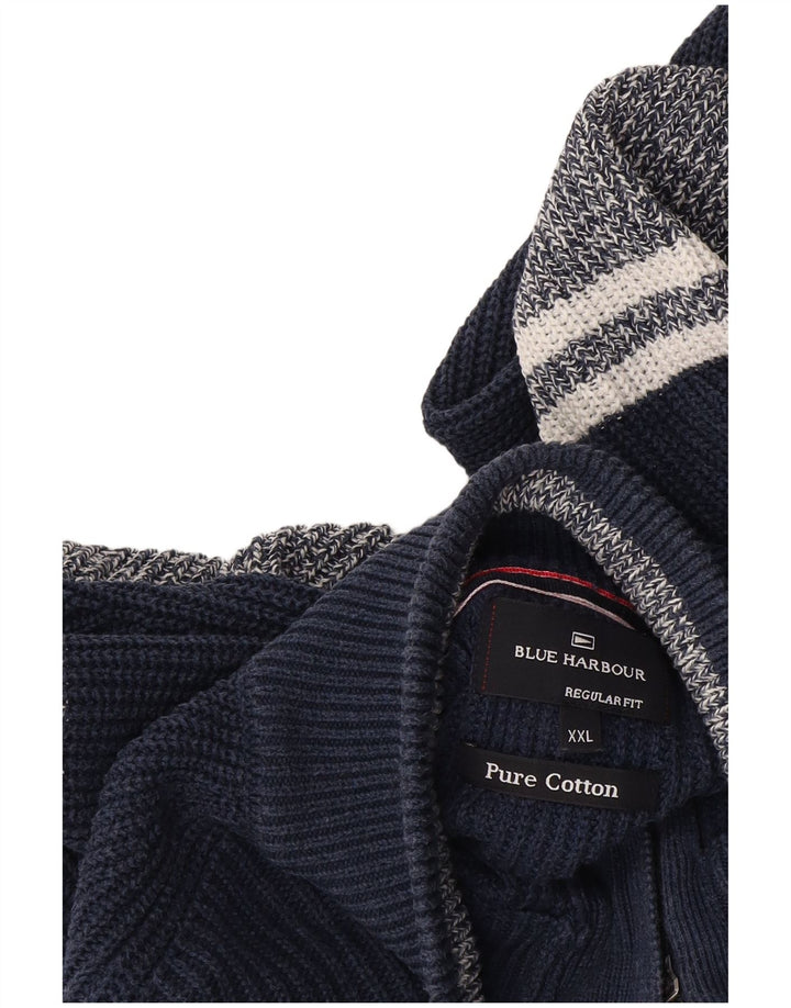 Maglione da uomo Marks & Spencer con bottoni e collo 2XL Blu navy a blocchi di colore