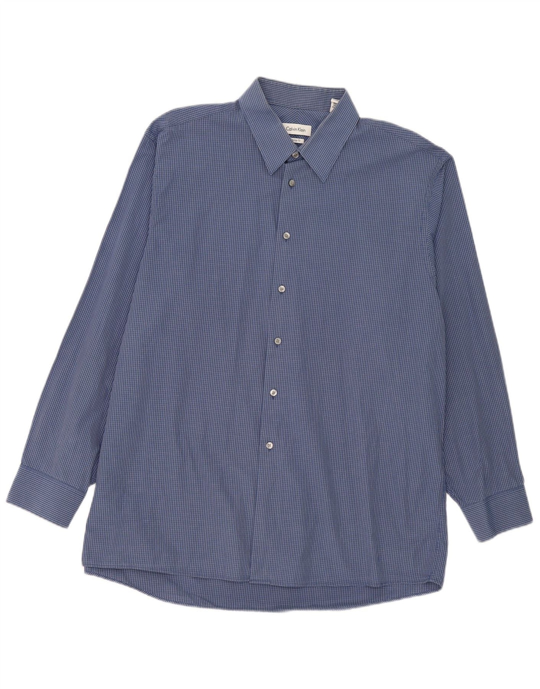 Camicia da uomo Regular Fit Calvin Klein taglia 17 XL in cotone a quadretti blu navy