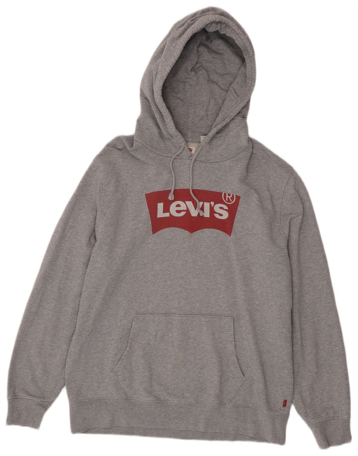 Maglione con cappuccio grafico da uomo Levi's Large in cotone grigio
