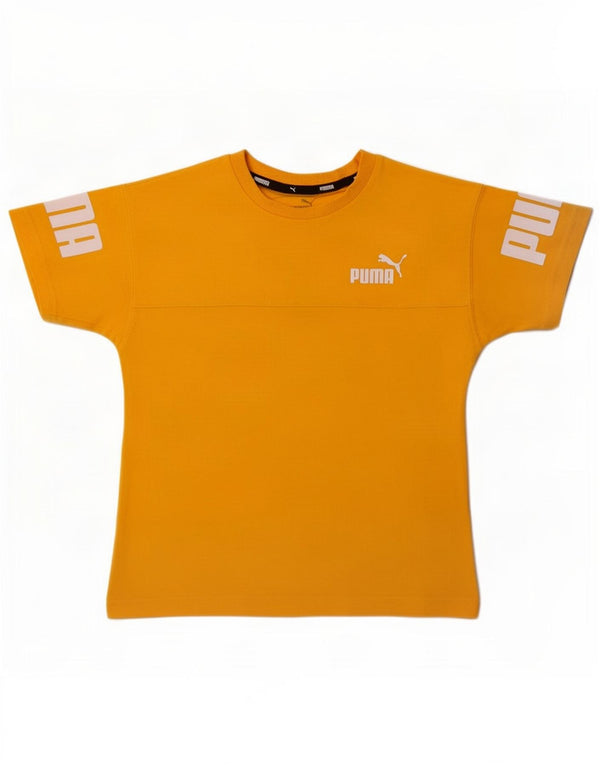 T-shirt grafica da bambino Puma Top 7-8 anni in cotone giallo