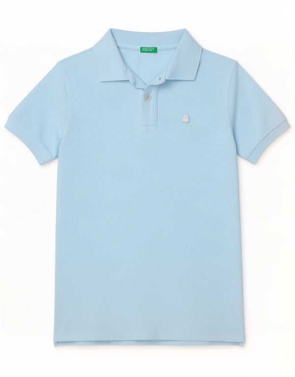 Polo Benetton Bambino 8-9 Anni Large Blu Cotone