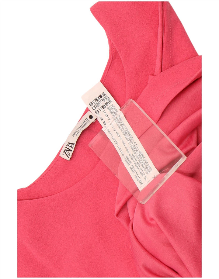 Abito tubino senza maniche da donna Zara UK 12 Poliestere rosa medio
