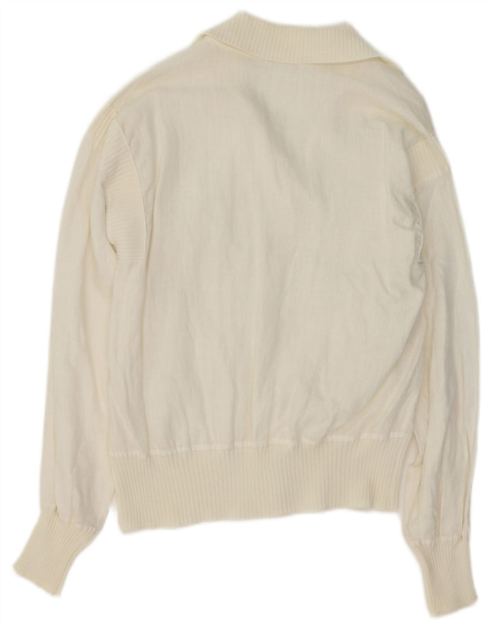 Camicetta camicia vintage da donna UK 16 grande bianca