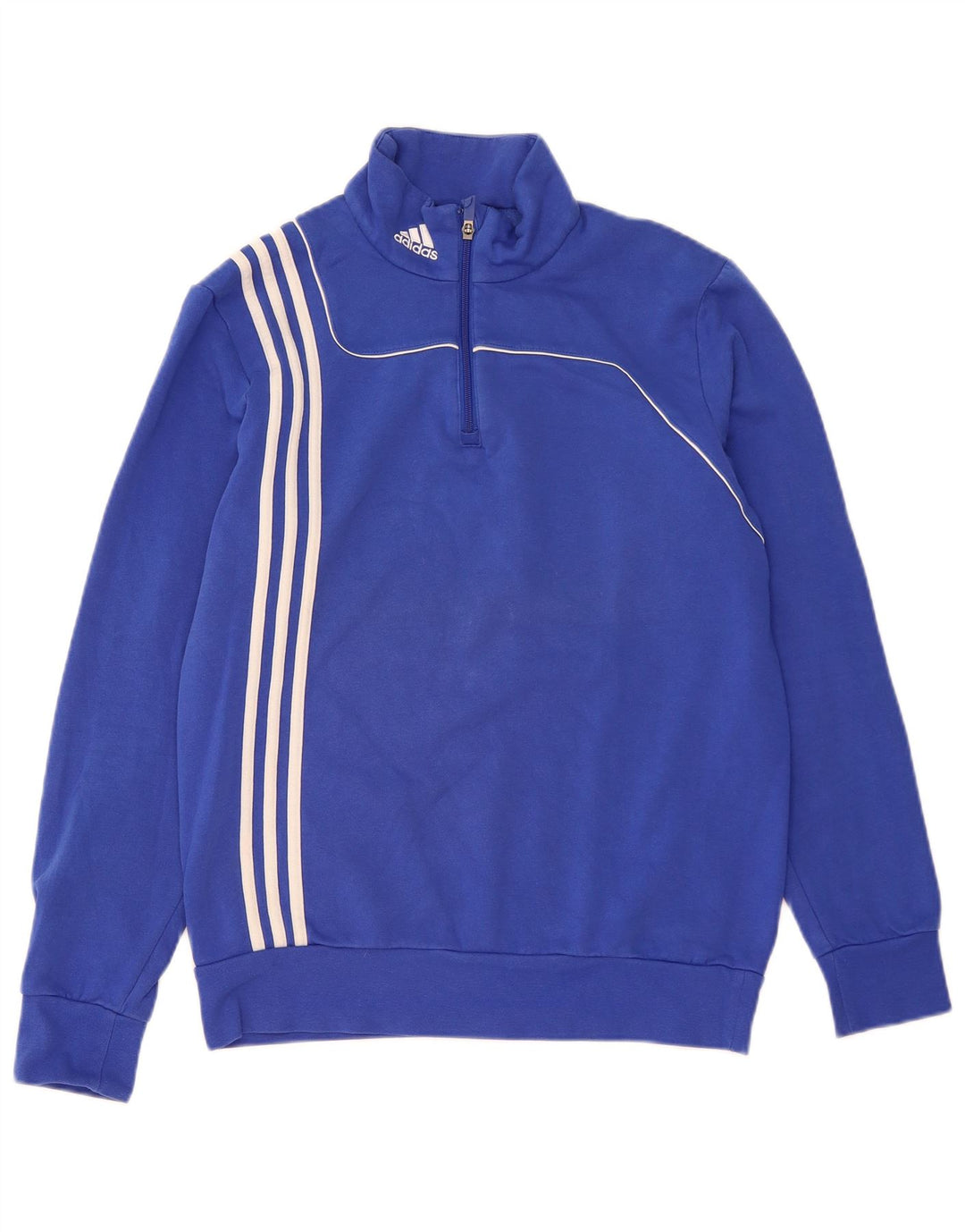 Felpa da uomo ADIDAS con collo con zip, maglione, cotone blu medio