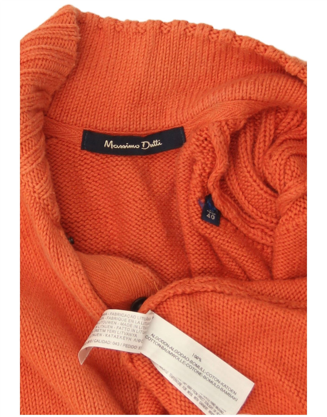 MASSIMO DUTTI Maglione da uomo con collo a bottoni grande cotone arancione