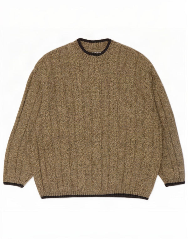 Maglione vintage da uomo con collo alto e piccolo in poliacrilico beige
