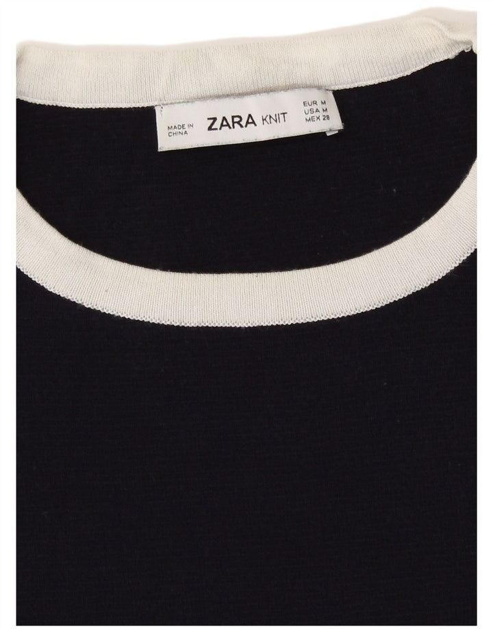 T-shirt da donna Zara Top UK 12 color block blu navy medio