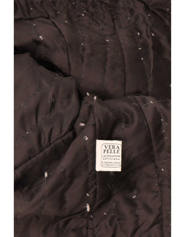 Giacca in pelle vintage da donna IT 46 grande nera
