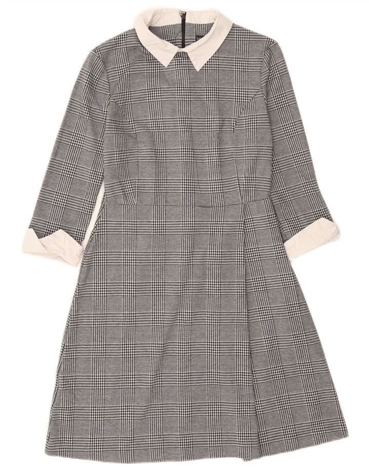 Abito a trapezio da donna Marks & Spencer UK 10 piccolo pied de poule nero
