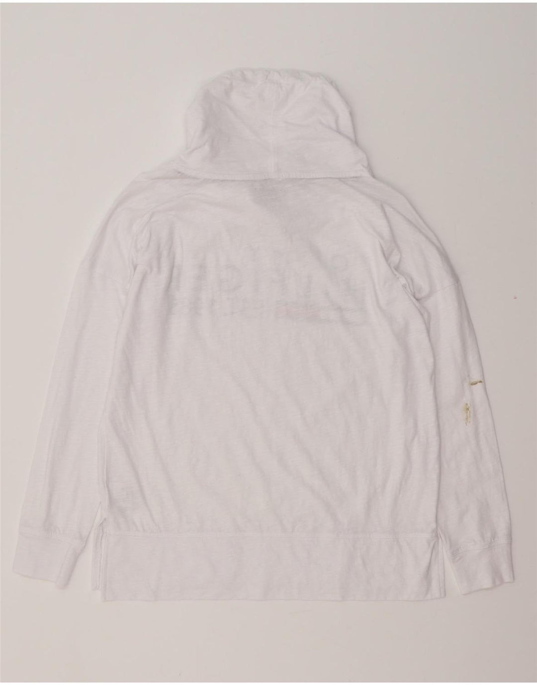 TOMMY HILFIGER Top grafico oversize da donna manica lunga UK 10 piccolo bianco