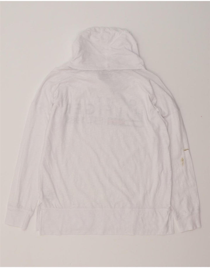 TOMMY HILFIGER Top grafico oversize da donna manica lunga UK 10 piccolo bianco