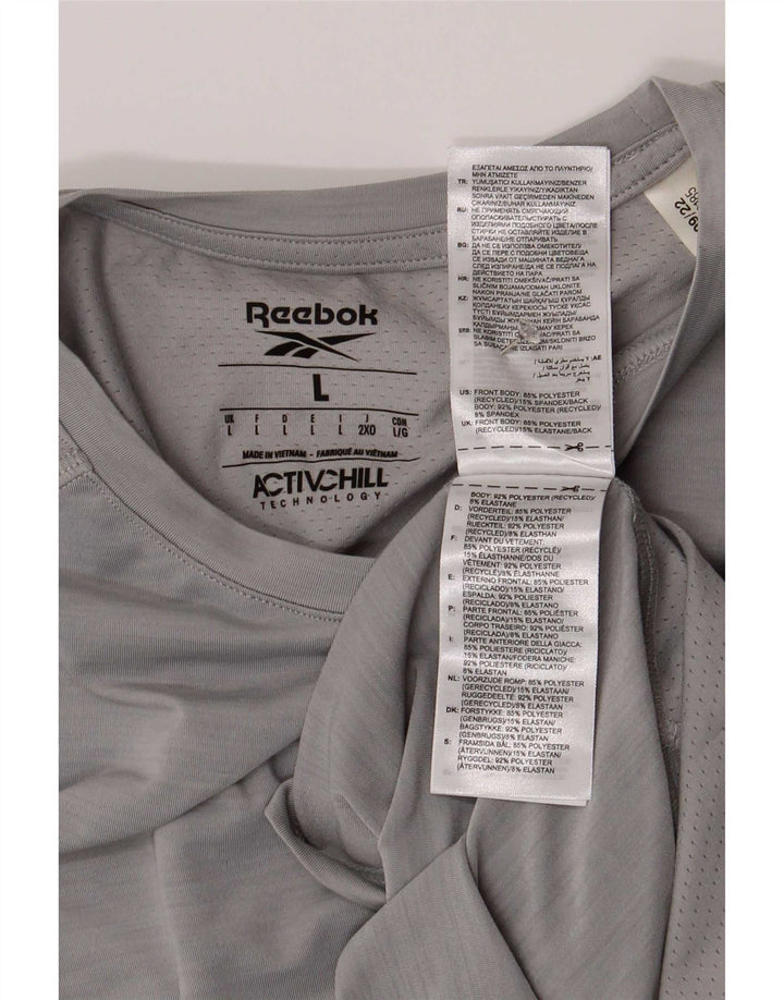 T-shirt Reebok da uomo Top Large in poliestere grigio