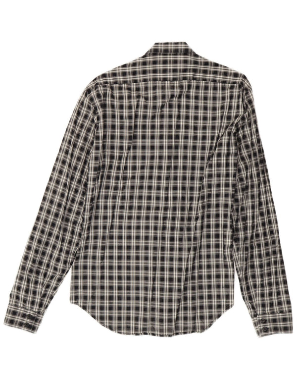 Camicia da uomo Calvin Klein in cotone a quadri neri medio