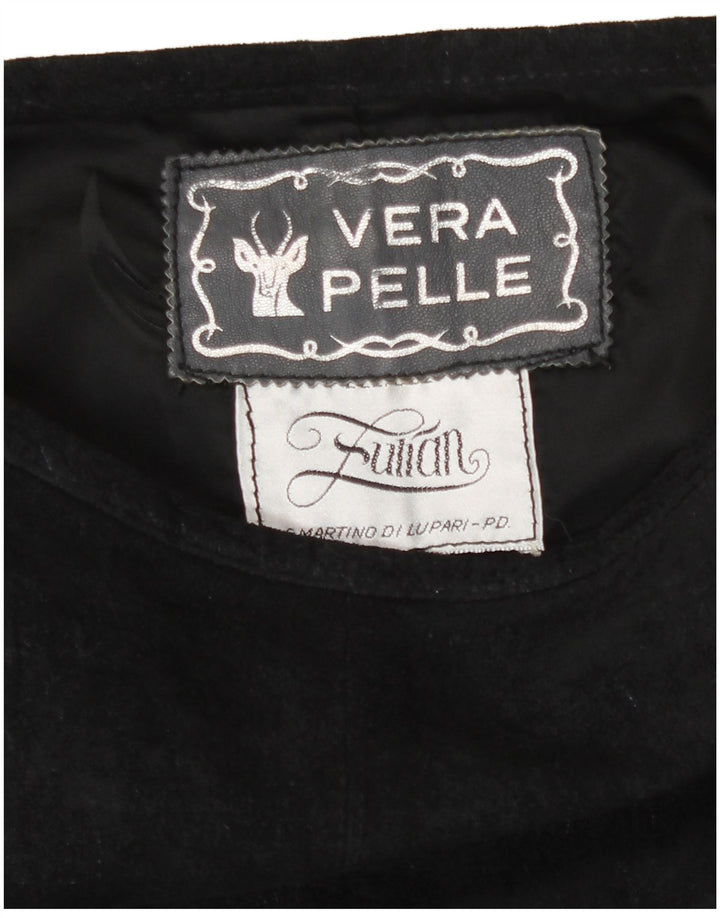 Gonna a sirena vintage in pelle scamosciata con motivo astratto da donna W30 blu navy medio