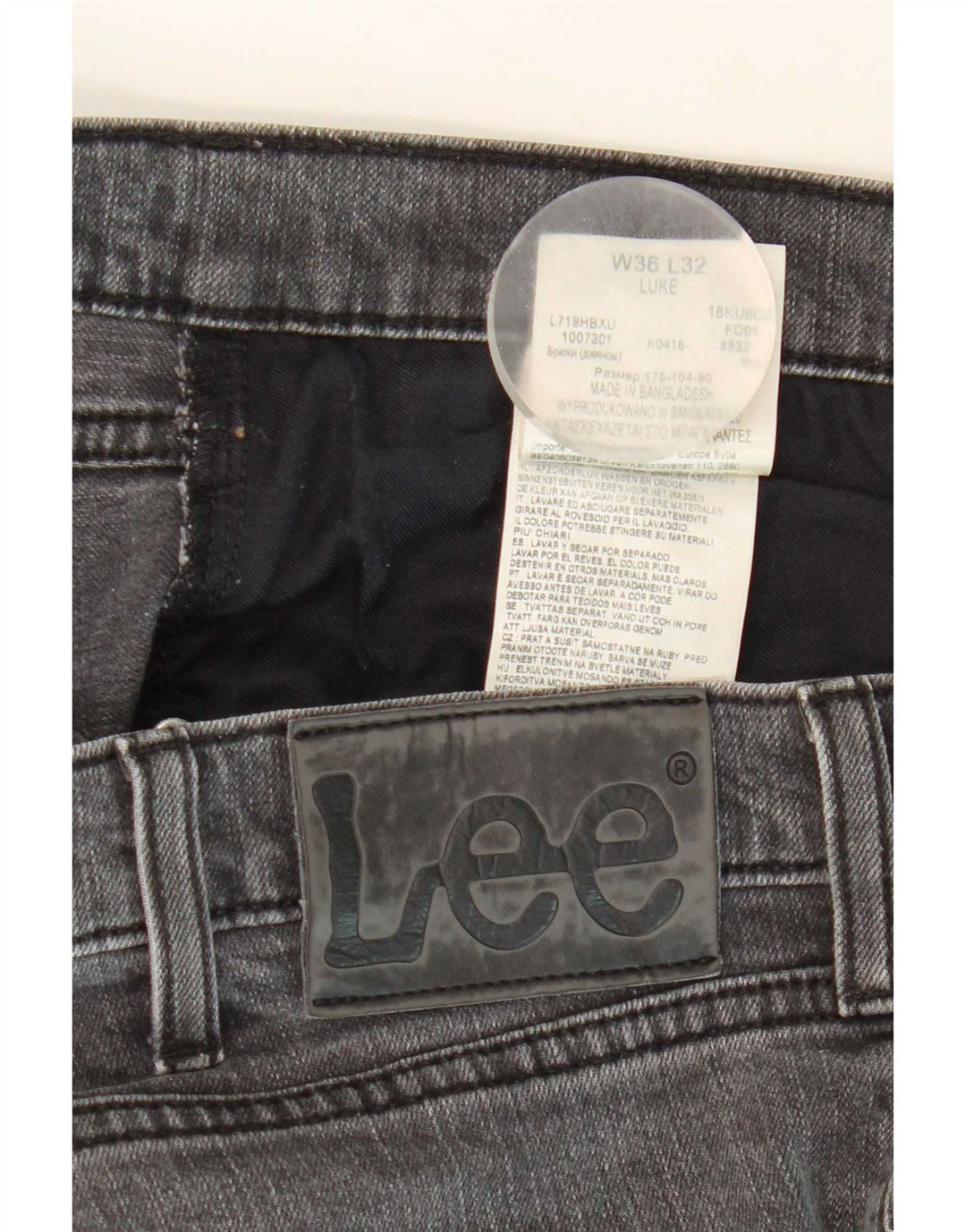Jeans Lee Luke Slim da uomo W36 L28 in cotone grigio