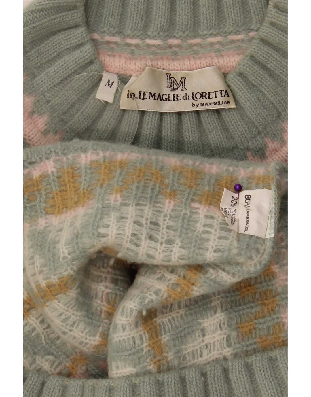 Maximilian Maglione da donna con collo alto e maglione UK 14 Verde medio Fair Isle