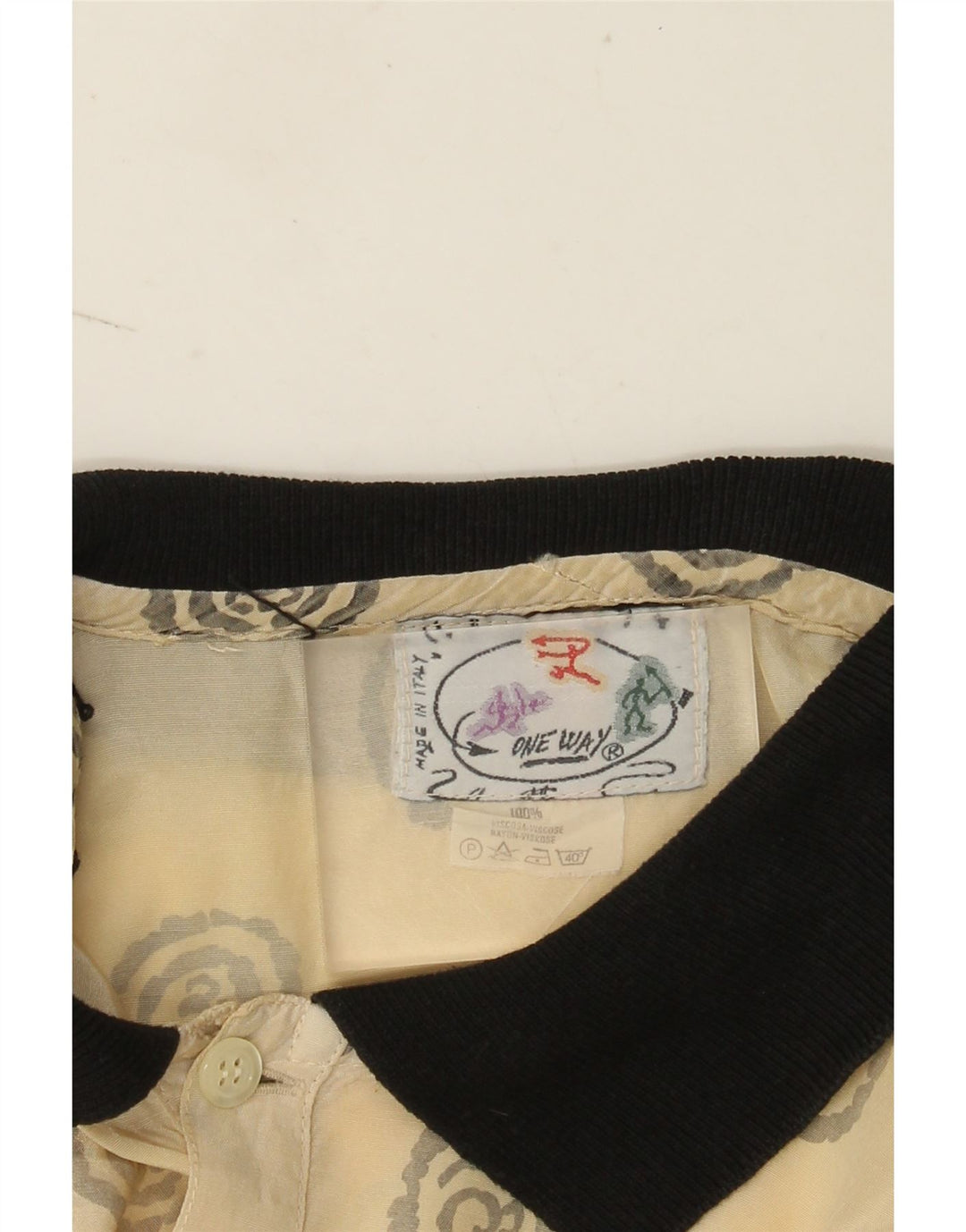 Camicia pullover a maniche corte da uomo ONE WAY XL in viscosa geometrica beige