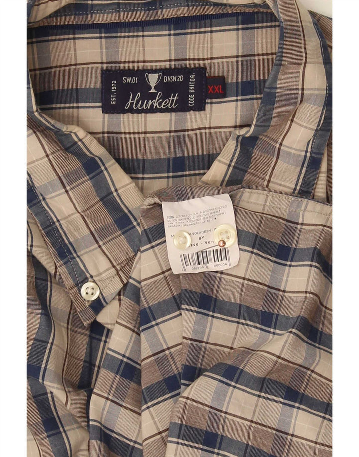 Camicia vintage da uomo 2XL in cotone a quadri marrone