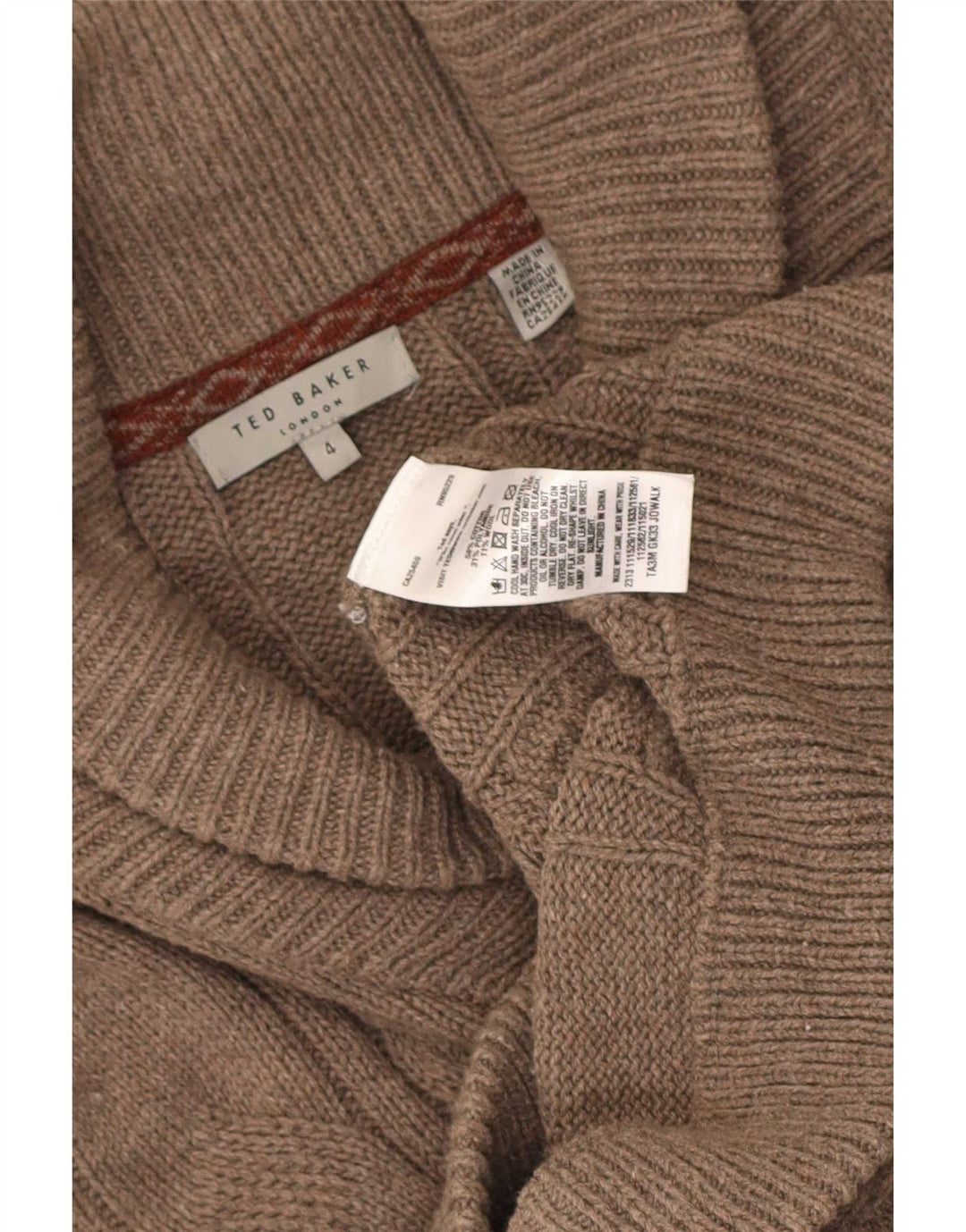 Maglione cardigan da uomo Ted Baker taglia 4 grande cotone marrone