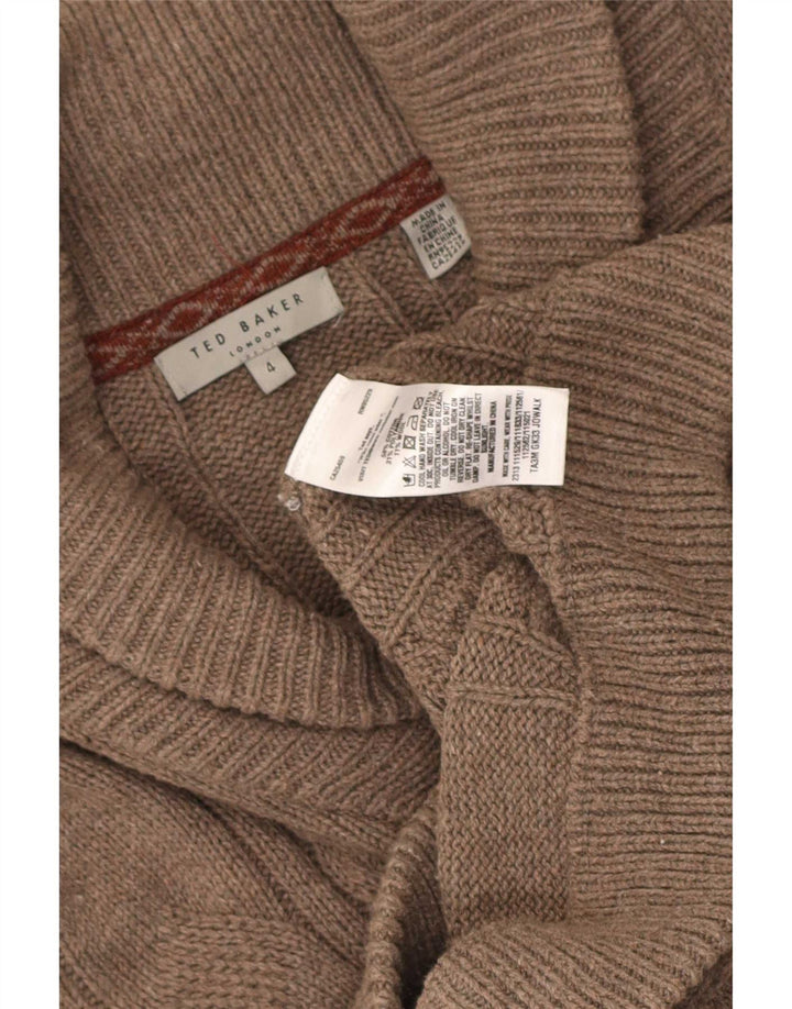Maglione cardigan da uomo Ted Baker taglia 4 grande cotone marrone