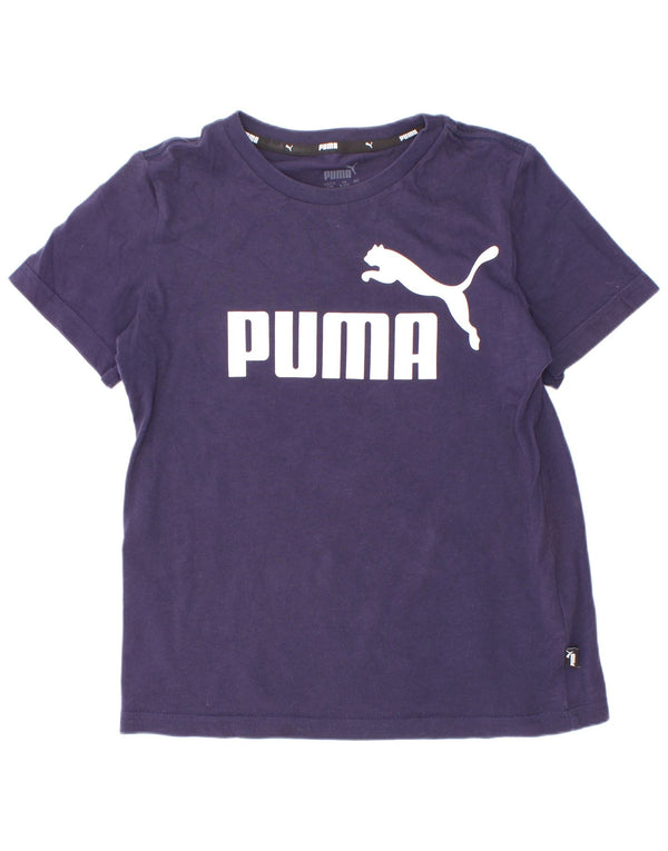 Maglietta grafica Puma da bambino, 9-10 anni, in cotone blu navy