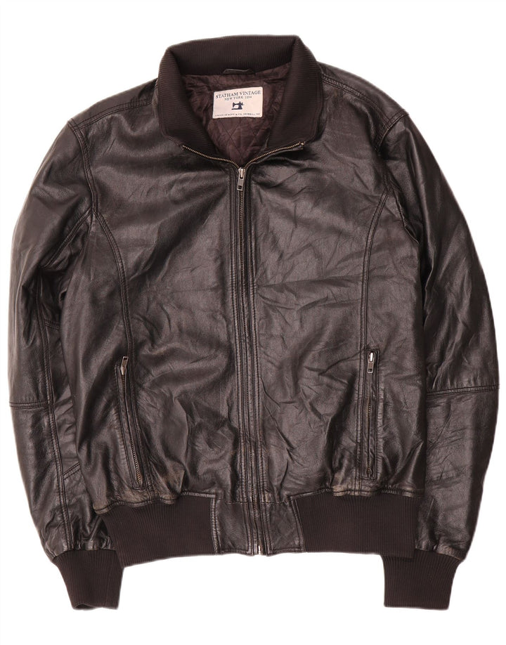 Giacca in pelle vintage da uomo UK 40 grande nera