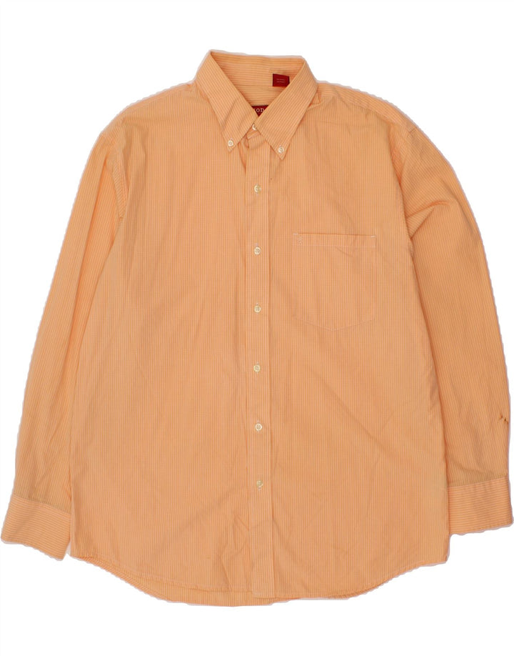 IZOD Mens Shirt Large Orange Gingham Cotton Vintage Izod and Second-Hand Izod from Messina Hembry 