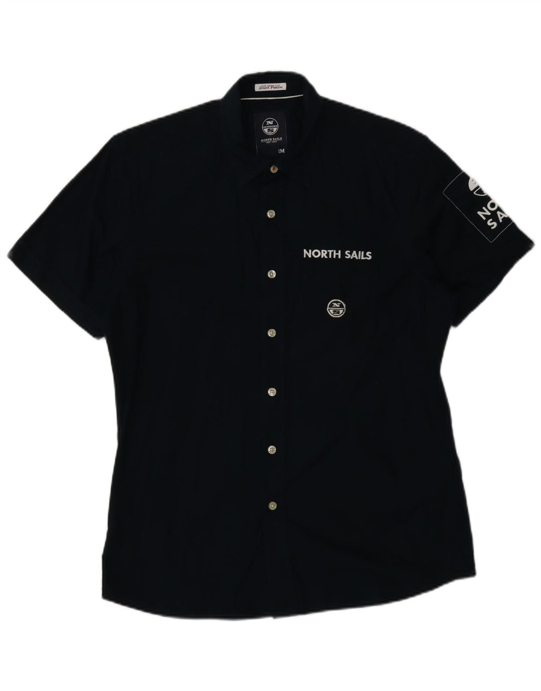 Camicia a maniche corte grafica da uomo North Sails in cotone blu navy medio