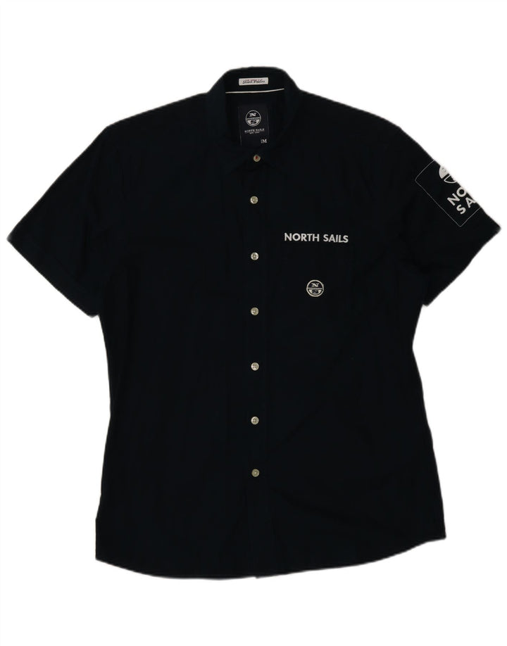 Camicia a maniche corte grafica da uomo North Sails in cotone blu navy medio