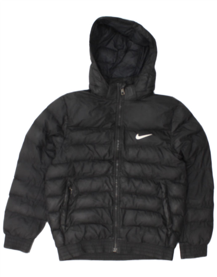 Giacca imbottita con cappuccio Nike da ragazzo 12-13 anni, grande, poliestere nero