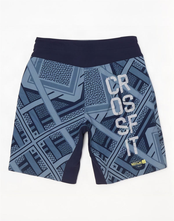 Pantaloncini da bagno Reebok Cross Fit da uomo con grafica blu medio geometrico