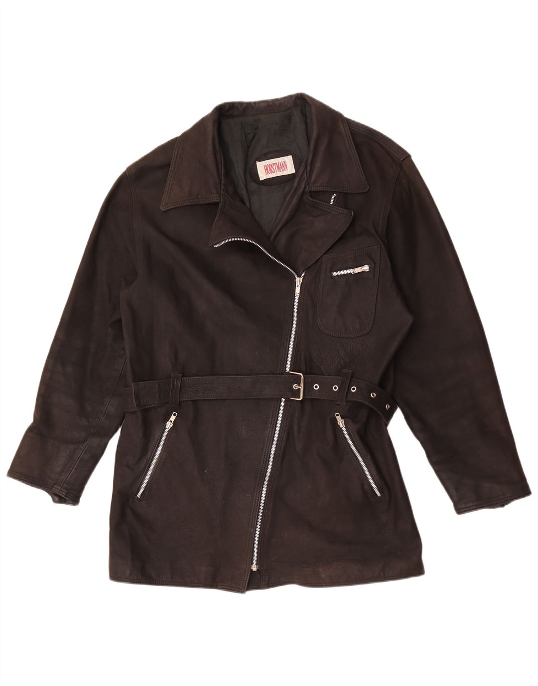 Giacca in pelle vintage da donna UK 20 2XL Marrone