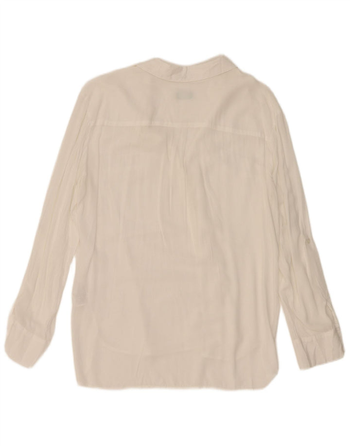 Camicetta camicia oversize da donna Benetton UK 14 Viscosa bianca media