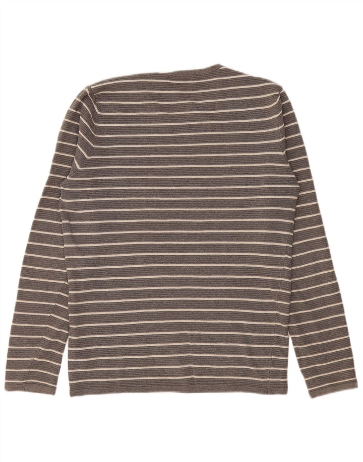 Top Zara da uomo a maniche lunghe in cotone a righe grigie piccole