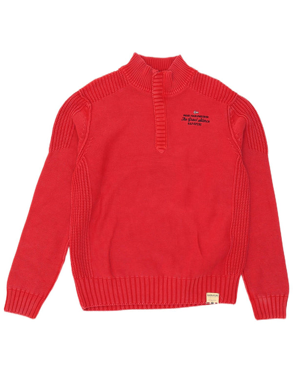 Maglione da uomo con collo con zip geografica Napapijri 2XL in cotone rosso