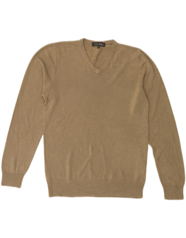 Maglione da uomo con scollo a V Marks & Spencer in acrilico beige medio