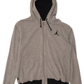 JORDAN Mens Zip Hoodie Sweater Large Grey Colourblock Cotton