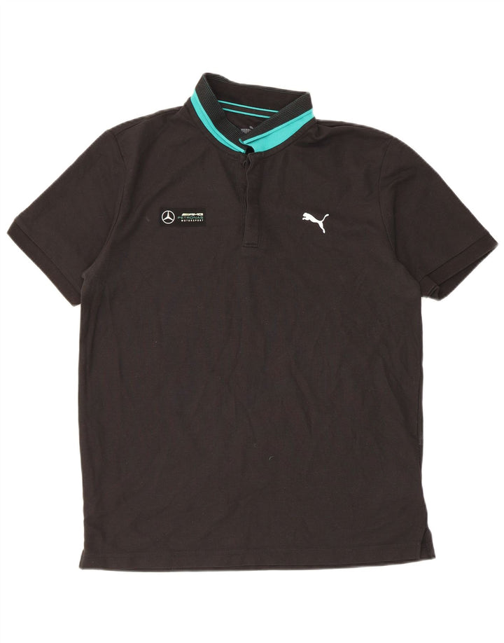 Polo Puma da uomo in cotone color block medio nero