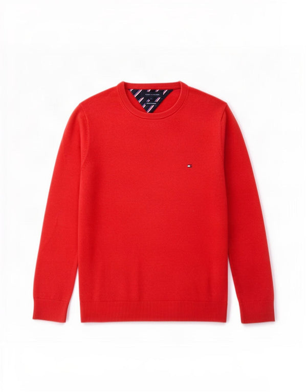 Maglione maglione girocollo da uomo Tommy Hilfiger piccolo cotone rosso