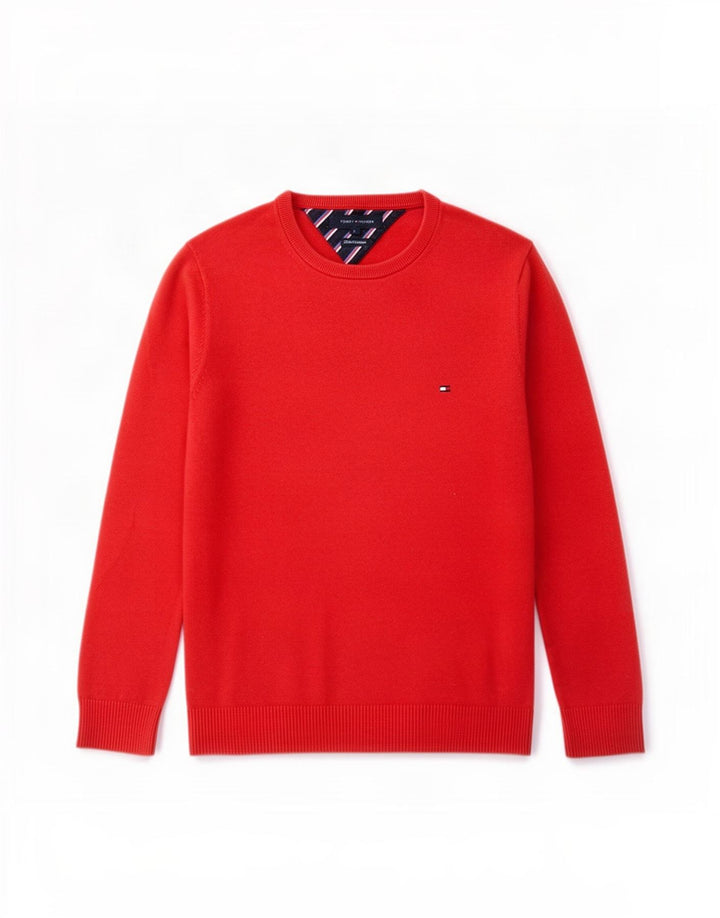 Maglione maglione girocollo da uomo Tommy Hilfiger piccolo cotone rosso