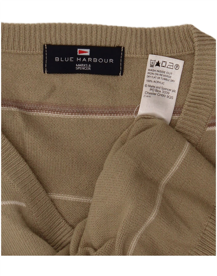 Maglione da uomo Marks & Spencer Blue Harbour con scollo a V medio cachi