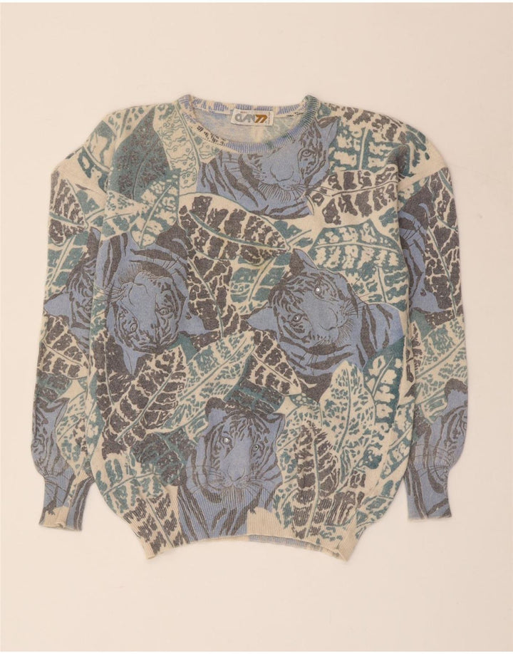 VINTAGE Womens Jungle Crew Neck Jumper Sweater UK 12 Medium Multicoloured