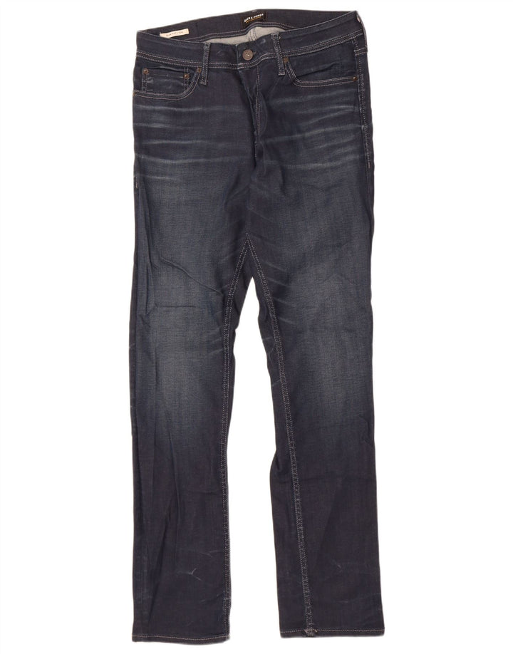 Jack & Jones Uomo Tim Slim Jeans W33 L34 Cotone Blu