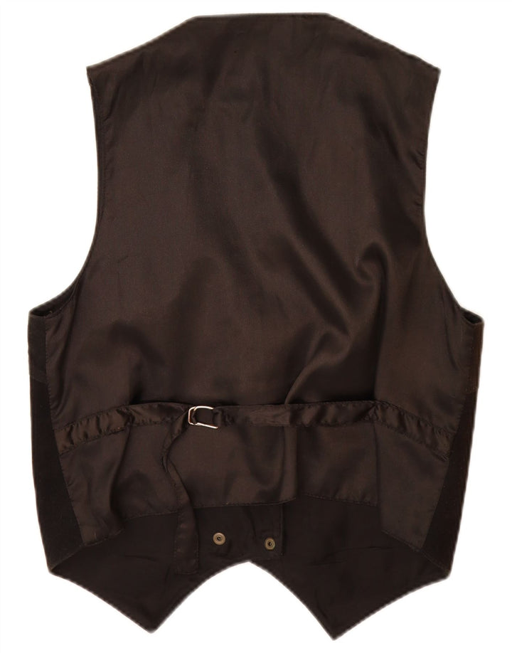 Gilet vintage da donna in pelle scamosciata UK 14 in pelle nera media