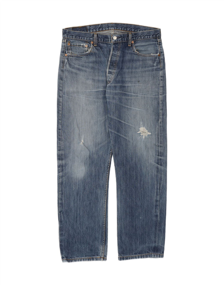 Levi's Uomo 501 Jeans dritti invecchiati W36 L30 Cotone blu